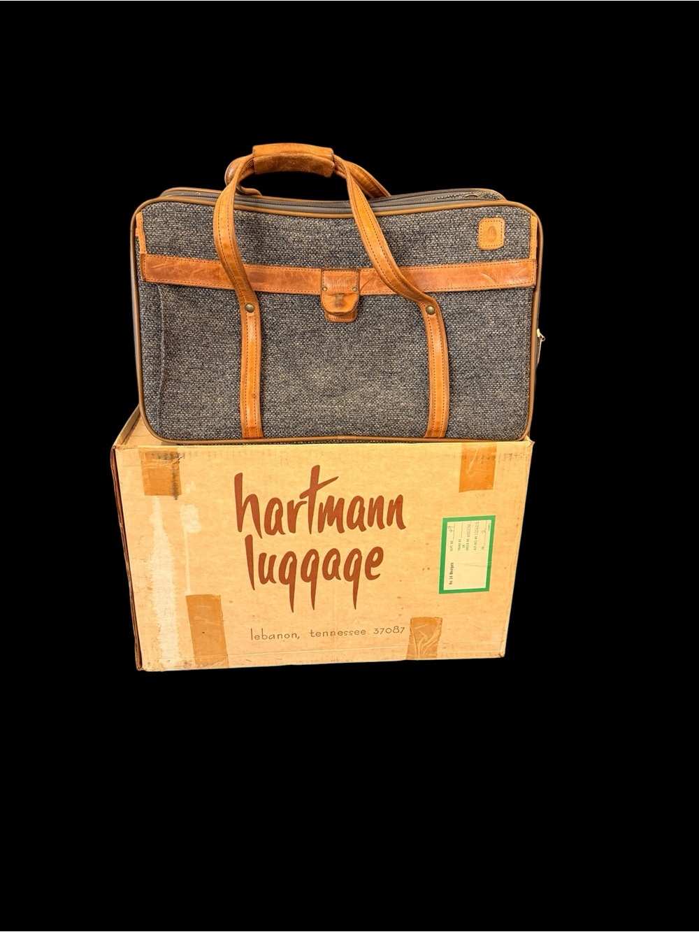 Hartmann Luggage Tweed Leather 21” Carry On Weekender Overnight Travel Bag